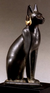 Bastet statue black gold earring